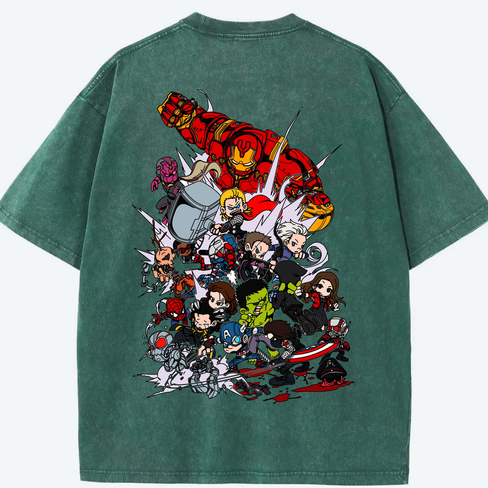 （画像用） アベンジャーズ The Avengers 綿100% ヴィンテージ風 半袖Tシャツ（背面プリント）